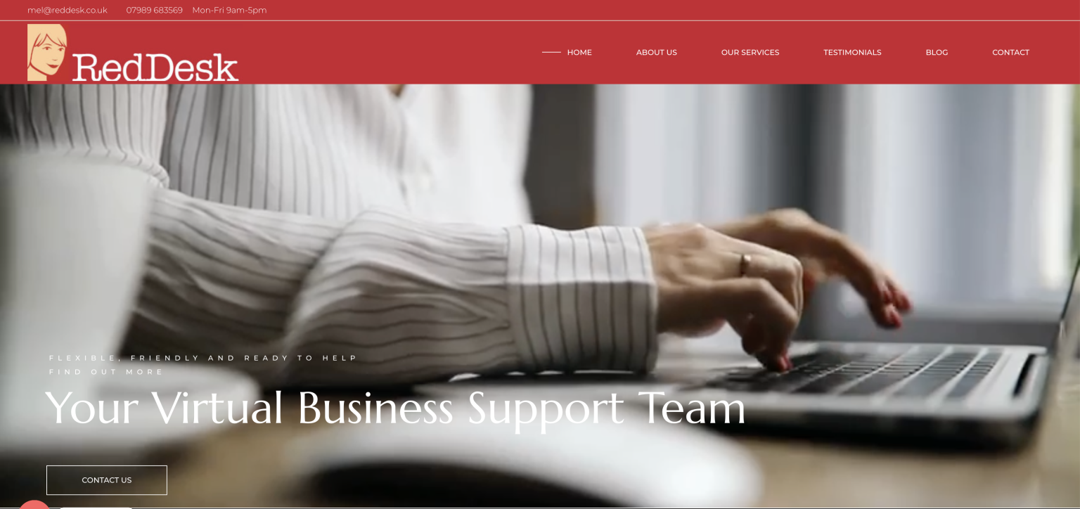 Red Desk website designed by Lucy's Web Designs