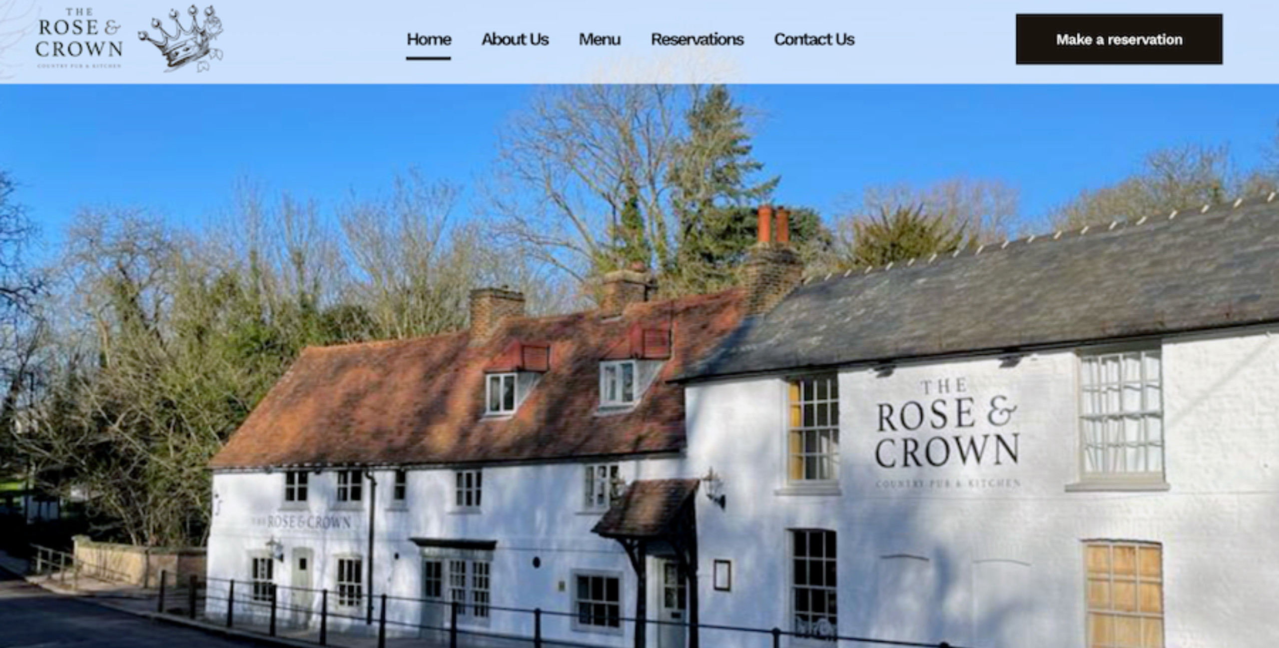 Website designed by Lucy’s Web Designs for Rose & Crown, Clay Hill, Historic pub