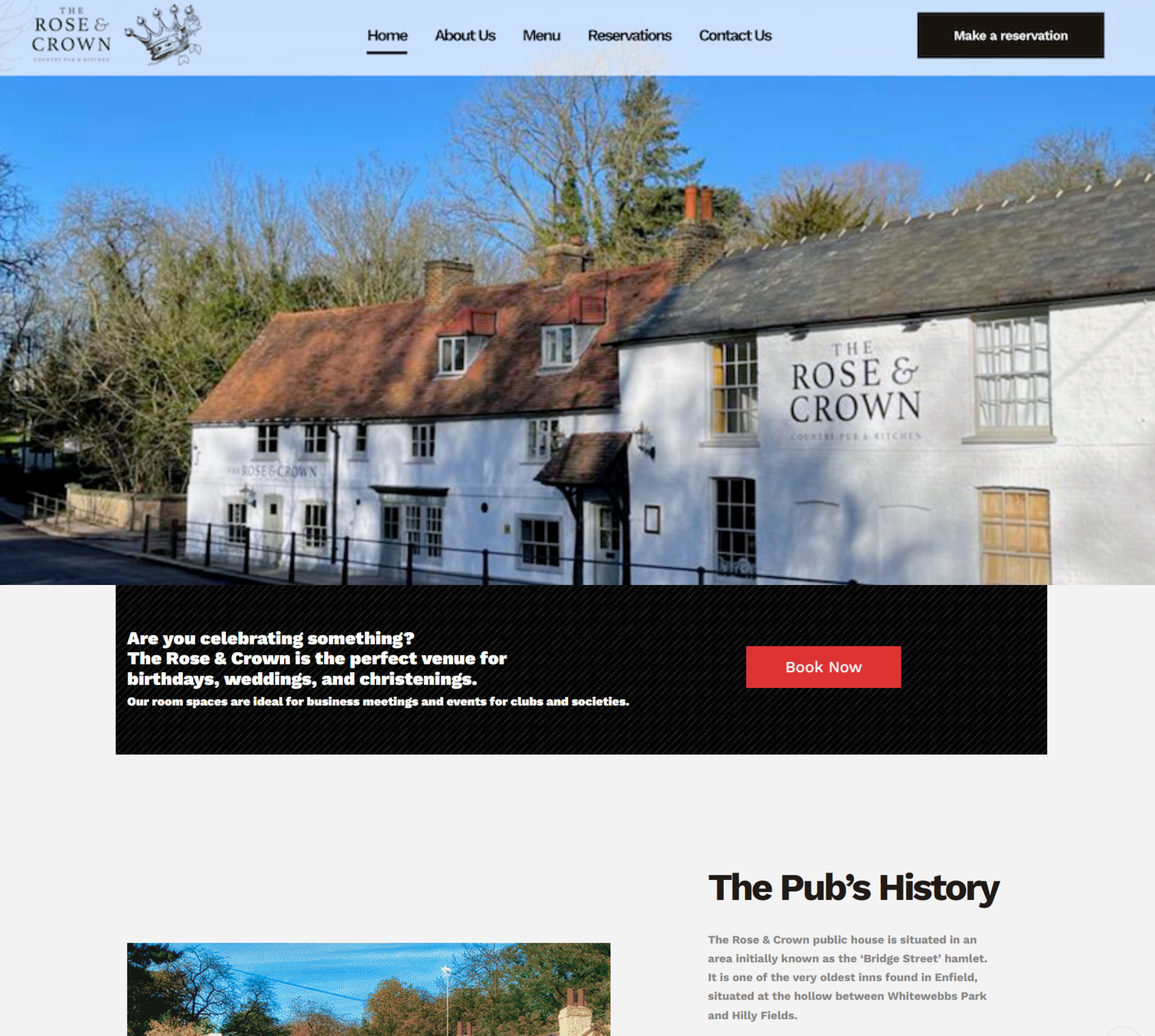 Rose and Crown Clay Hill pub website designed by Lucy's Web Designs