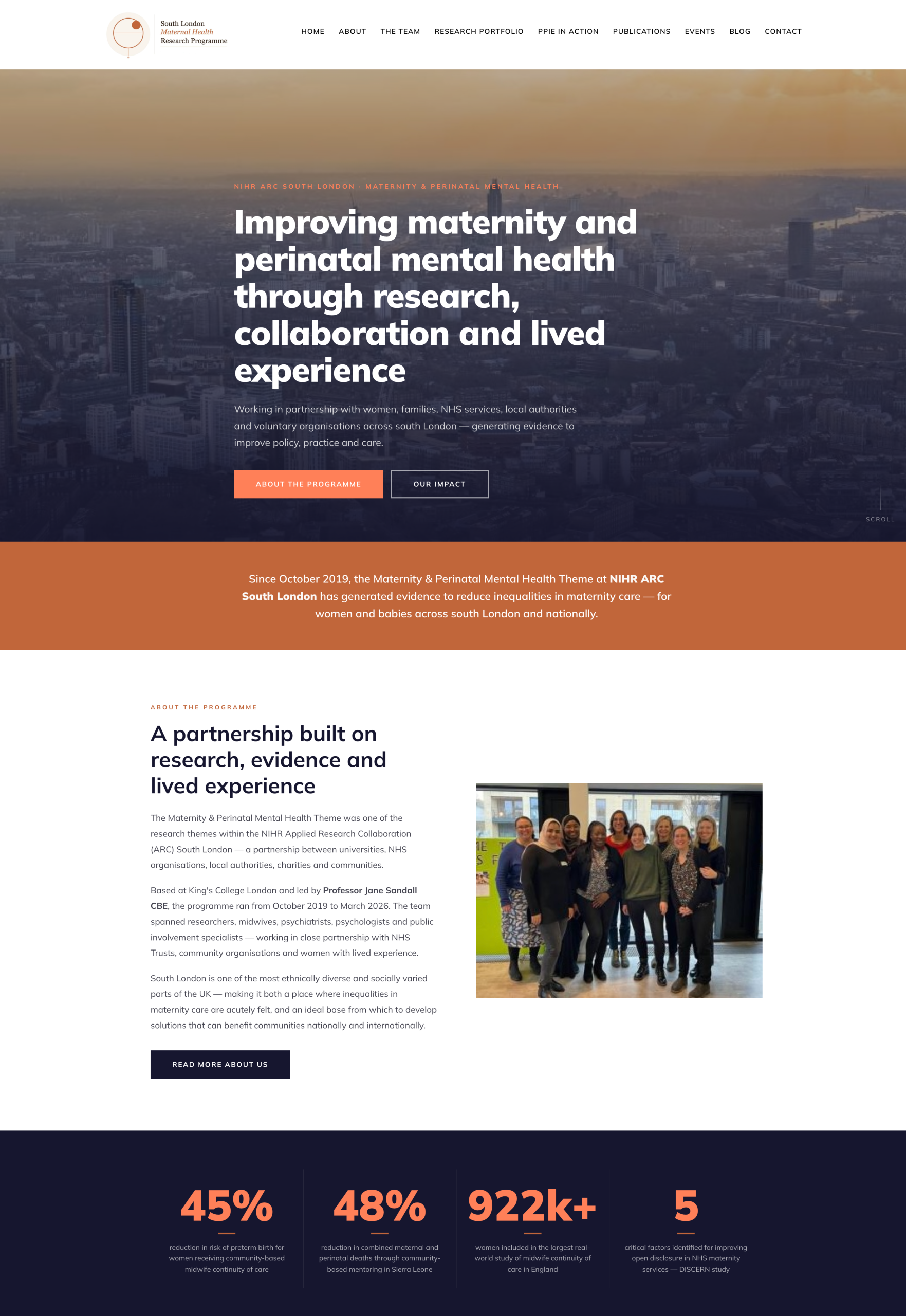 South London Maternal Health research programme website designed by Lucy's Web Designs