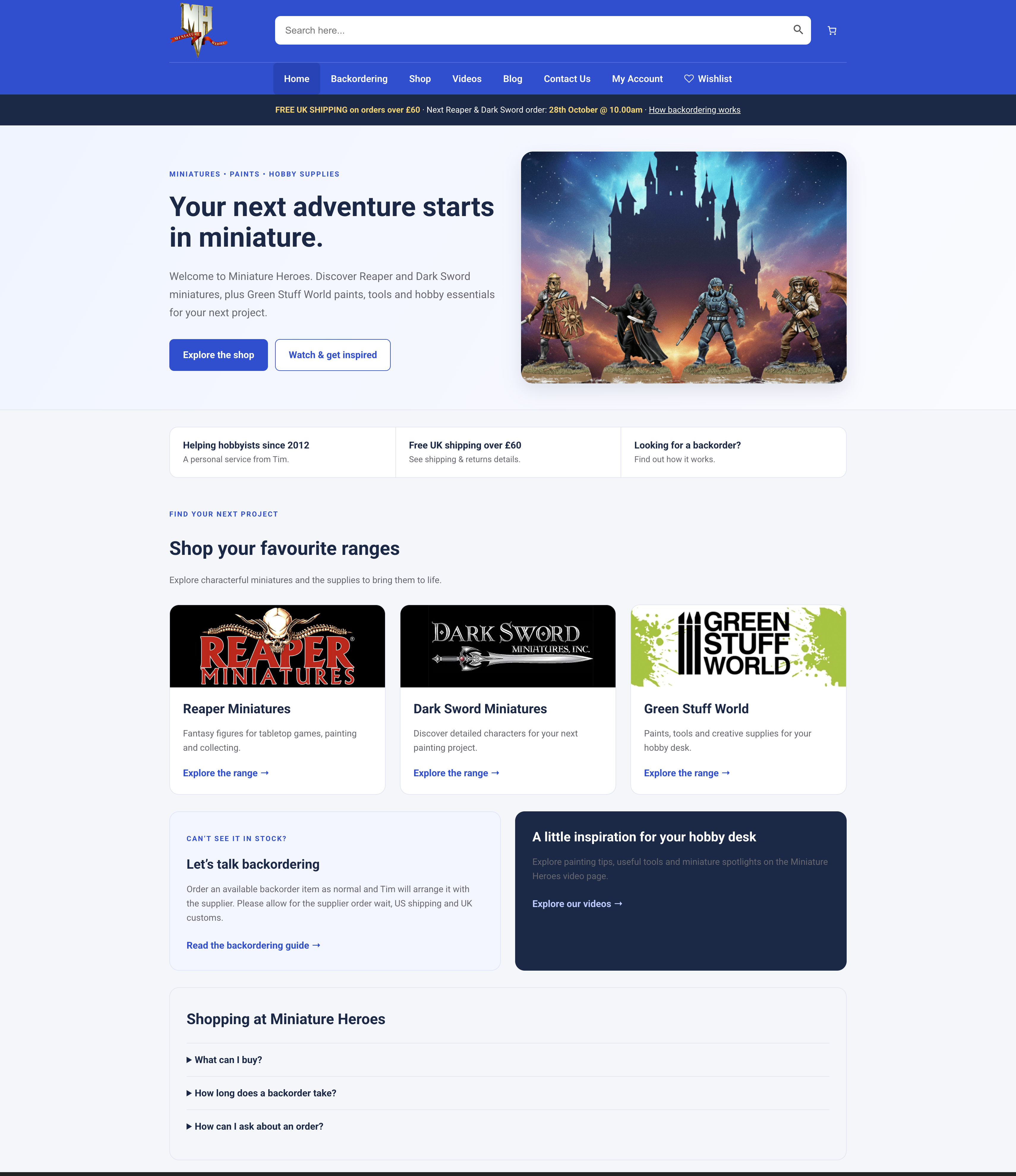 Miniature Heroes website
