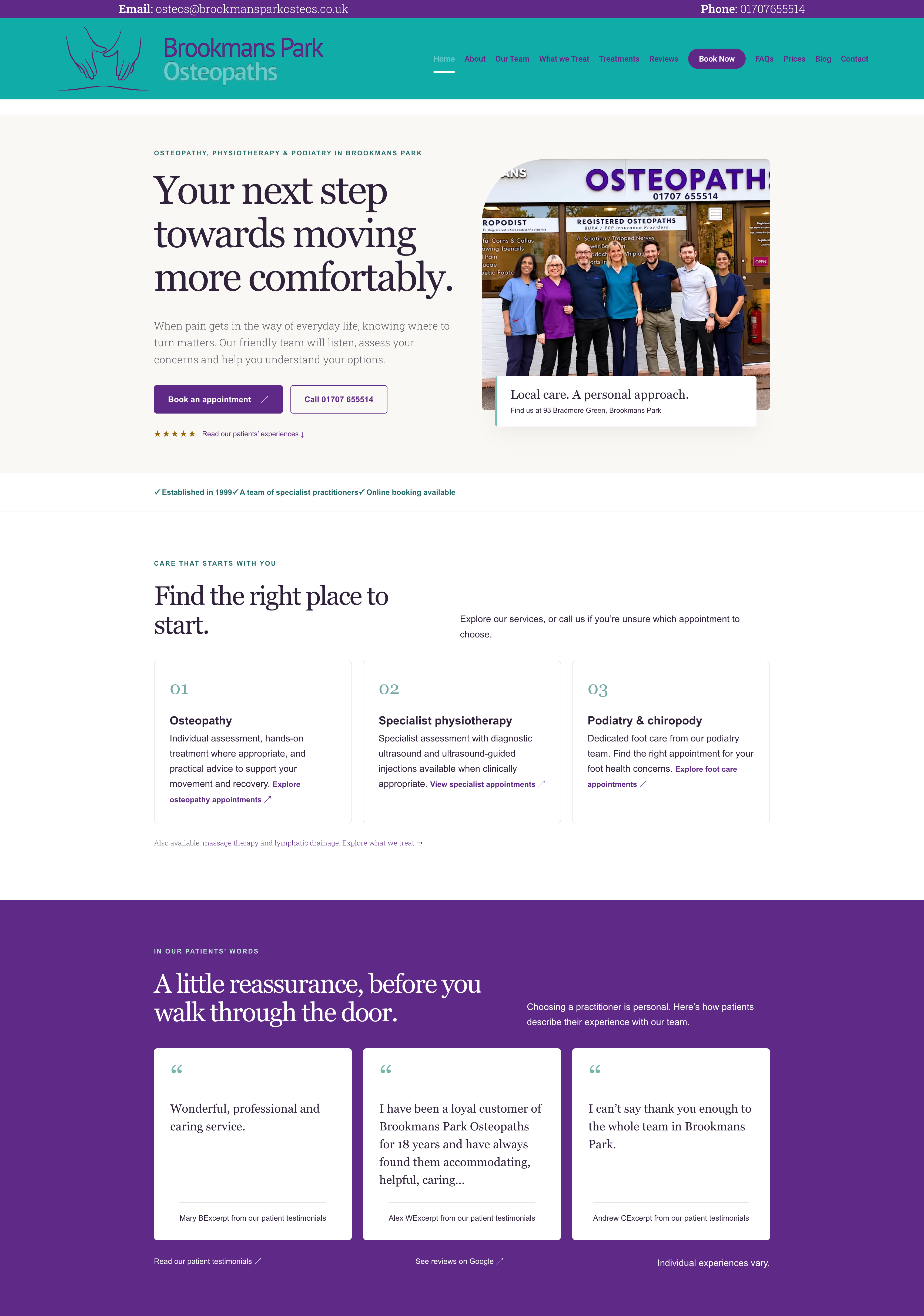 Brookmans Park Osteopaths website